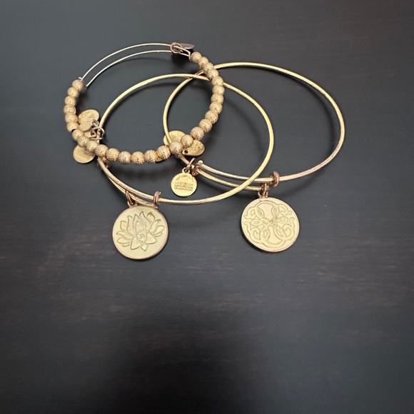 Alex and Ani Energy Lotus, Silver Path of Life, Gold Beaded Bracelet Set - Picture 2 of 9